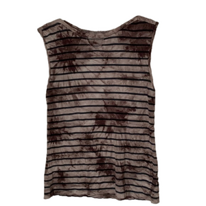 Tie dyed and striped sleeveless t-shirt
